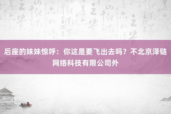 后座的妹妹惊呼：你这是要飞出去吗？不北京泽链网络科技有限公司外